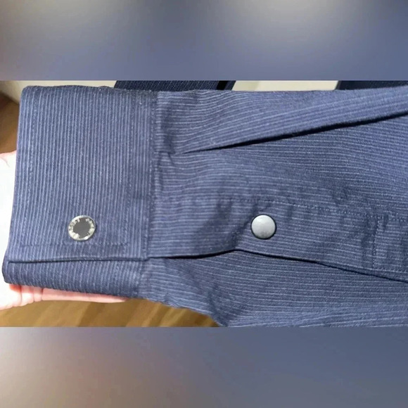A|X Armani Exchange Slim Fit Chemise Cintree Blue Striped Long Sleeve Sz L - Picture 4 of 6